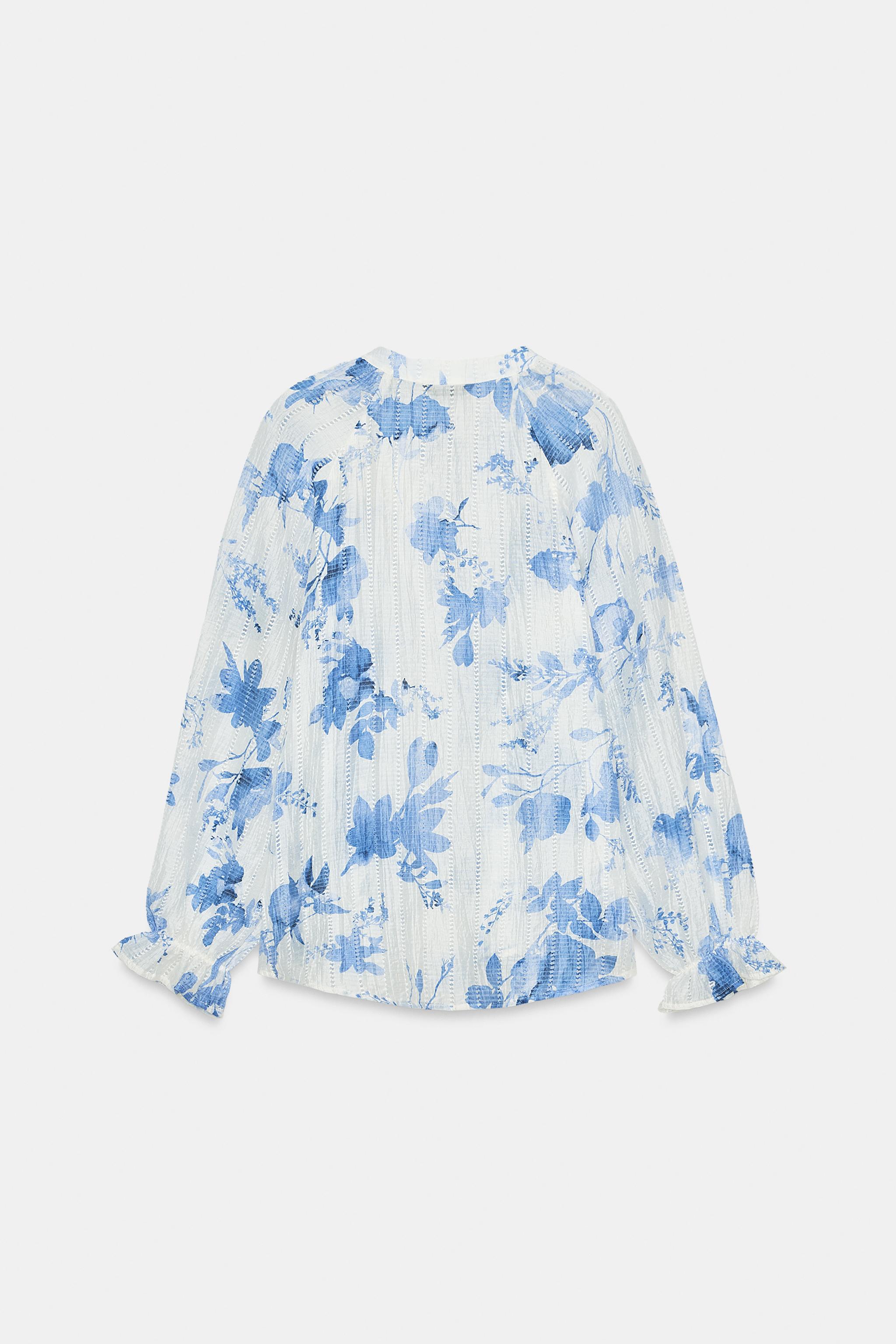 BEADED FLORAL PRINT SHIRT